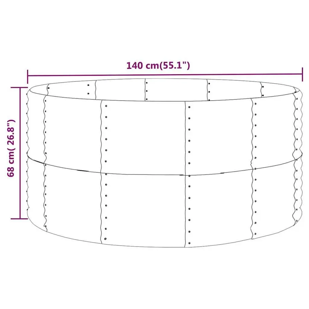 Garden Raised Bed Grey Galvanised Steel Frame 140x140x68 cm