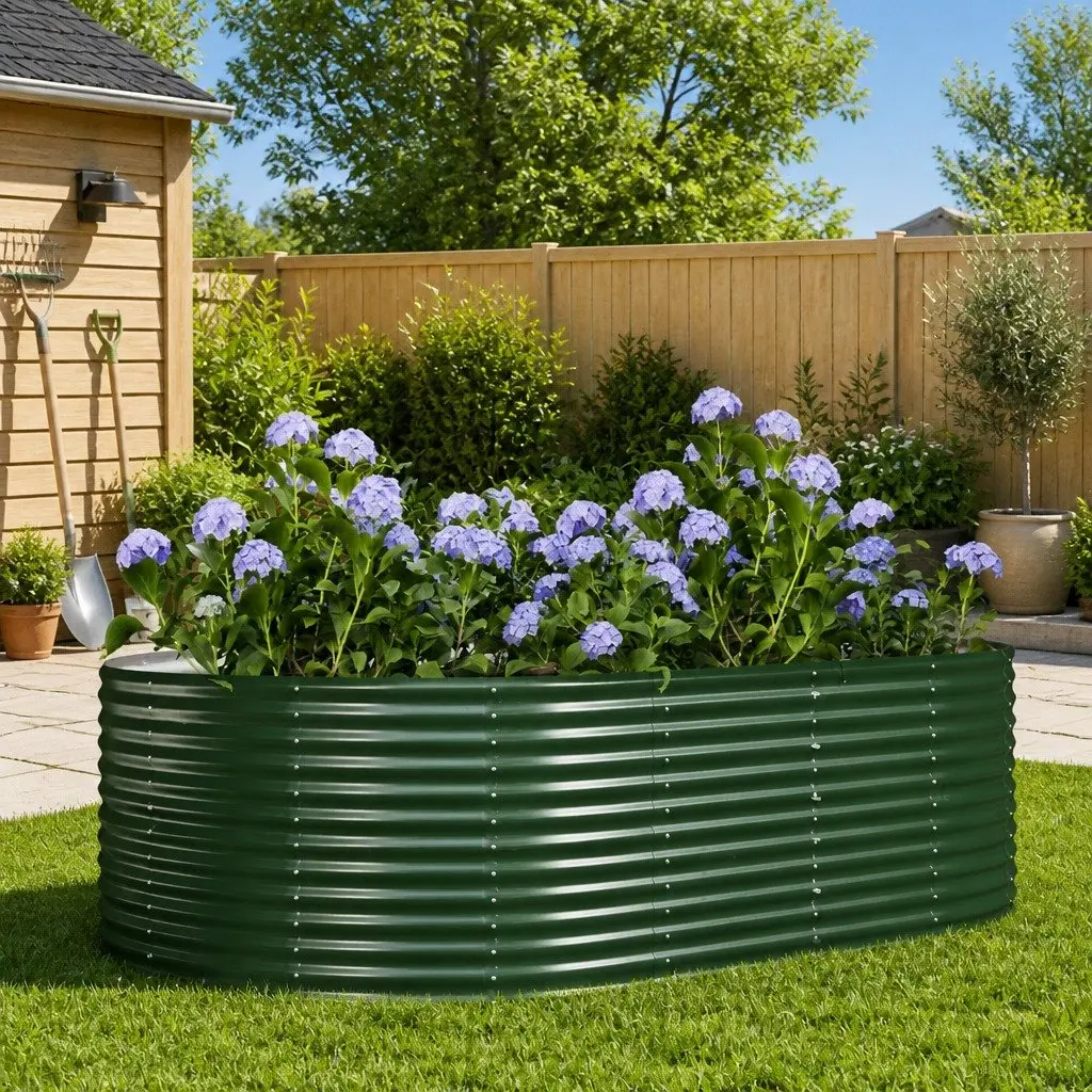 Raised Garden Bed Green 212x140x68cm Galvanised Steel Planter Box Outdoor