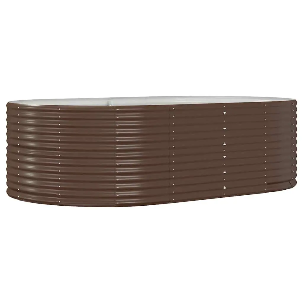 Garden Raised Bed Planter Box Sturdy Galvanised Steel Frame Brown Large