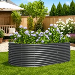 Garden Raised Bed Anthracite 212x140x68 cm Galvanised Steel Planter Box