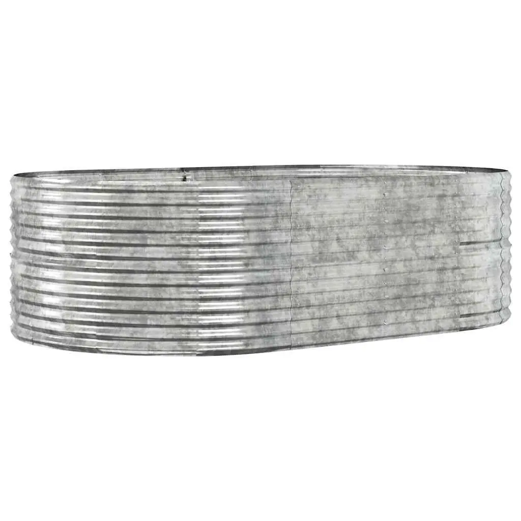 Garden Raised Bed Planter Sturdy Galvanised Steel Silver 212x140x68 cm