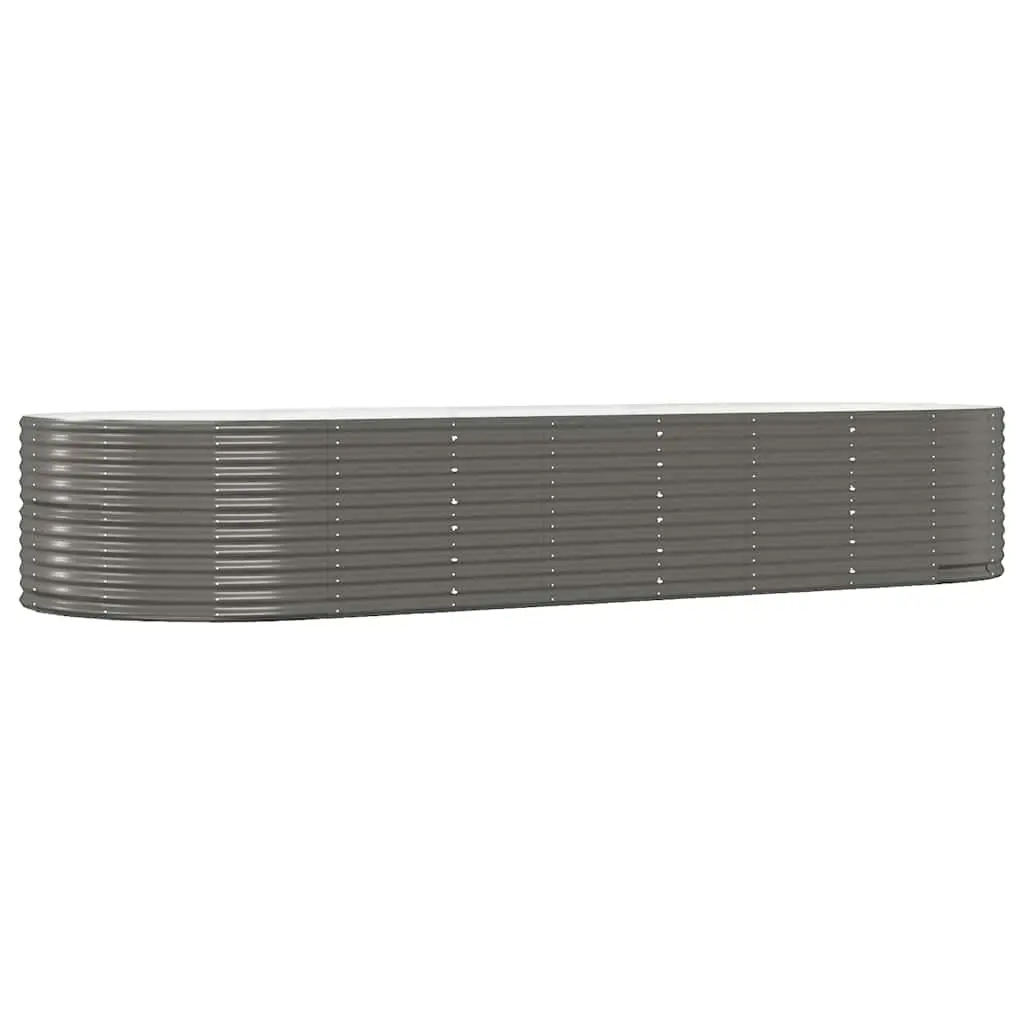 Raised Bed Planter Box Galvanised Steel Frame Grey 367 x 140 x 68 cm Outdoor Vegetable