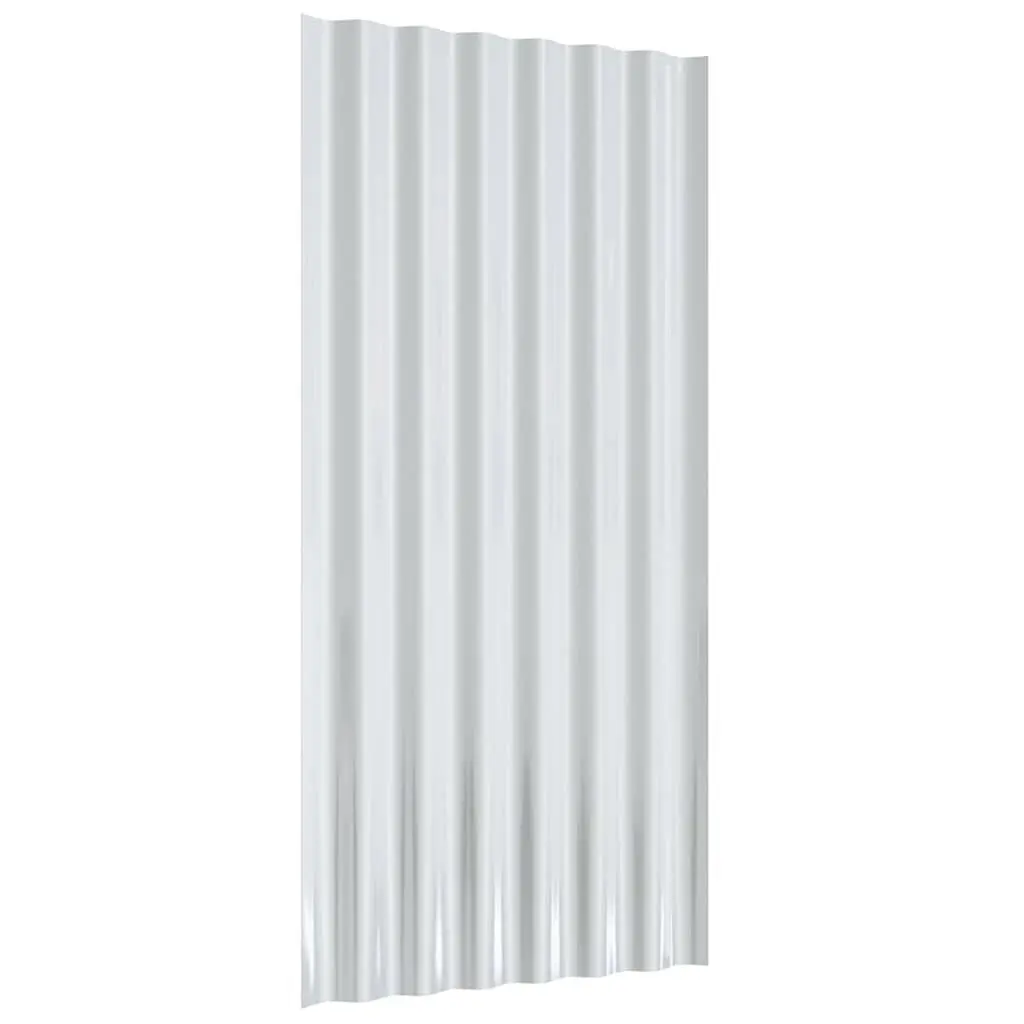 Metal Roof Panels Galvanised Steel Grey Corrugated 80x36 cm 12 Piece