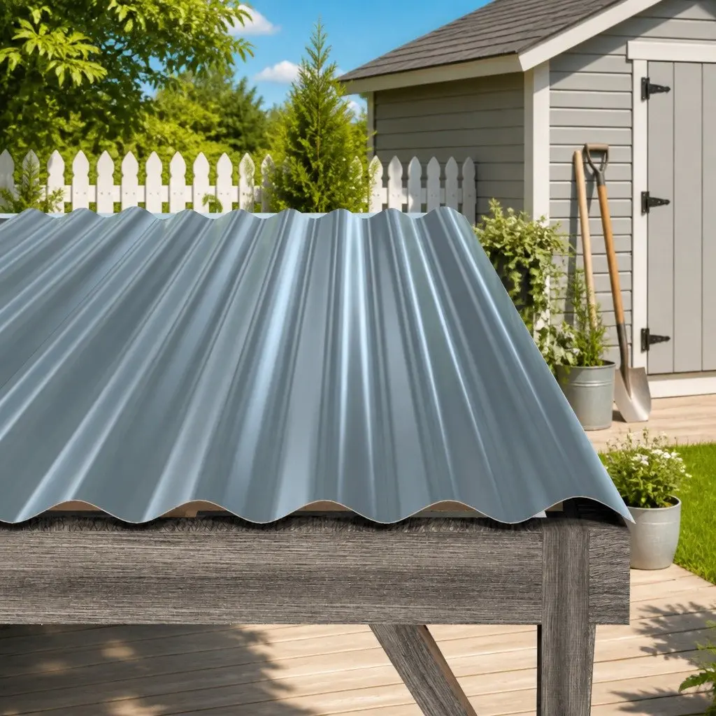 Metal Roof Panels Corrugated Ribbed Grey 100x36cm 12 Piece