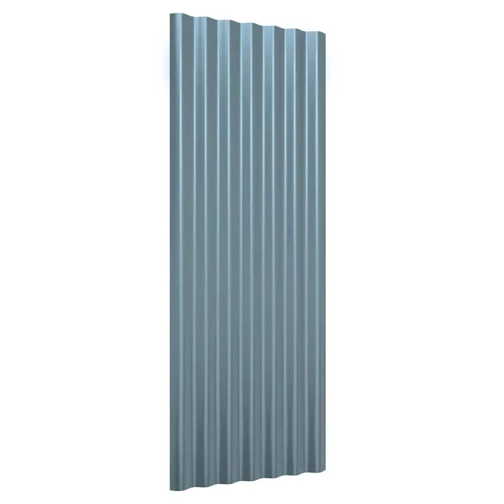 Metal Roof Panels Corrugated Ribbed Grey 100x36cm 12 Piece