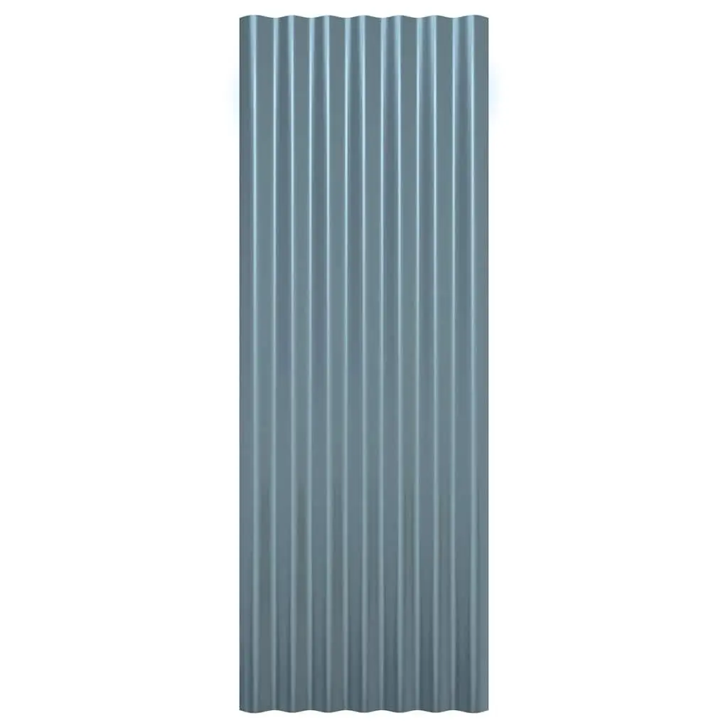 Metal Roof Panels Corrugated Ribbed Grey 100x36cm 12 Piece