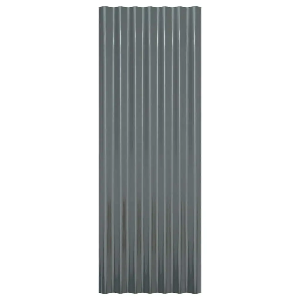 Roof Panels 12 pcs Galvanised Steel Corrugated Sheets Sheds Garages 100x36 cm