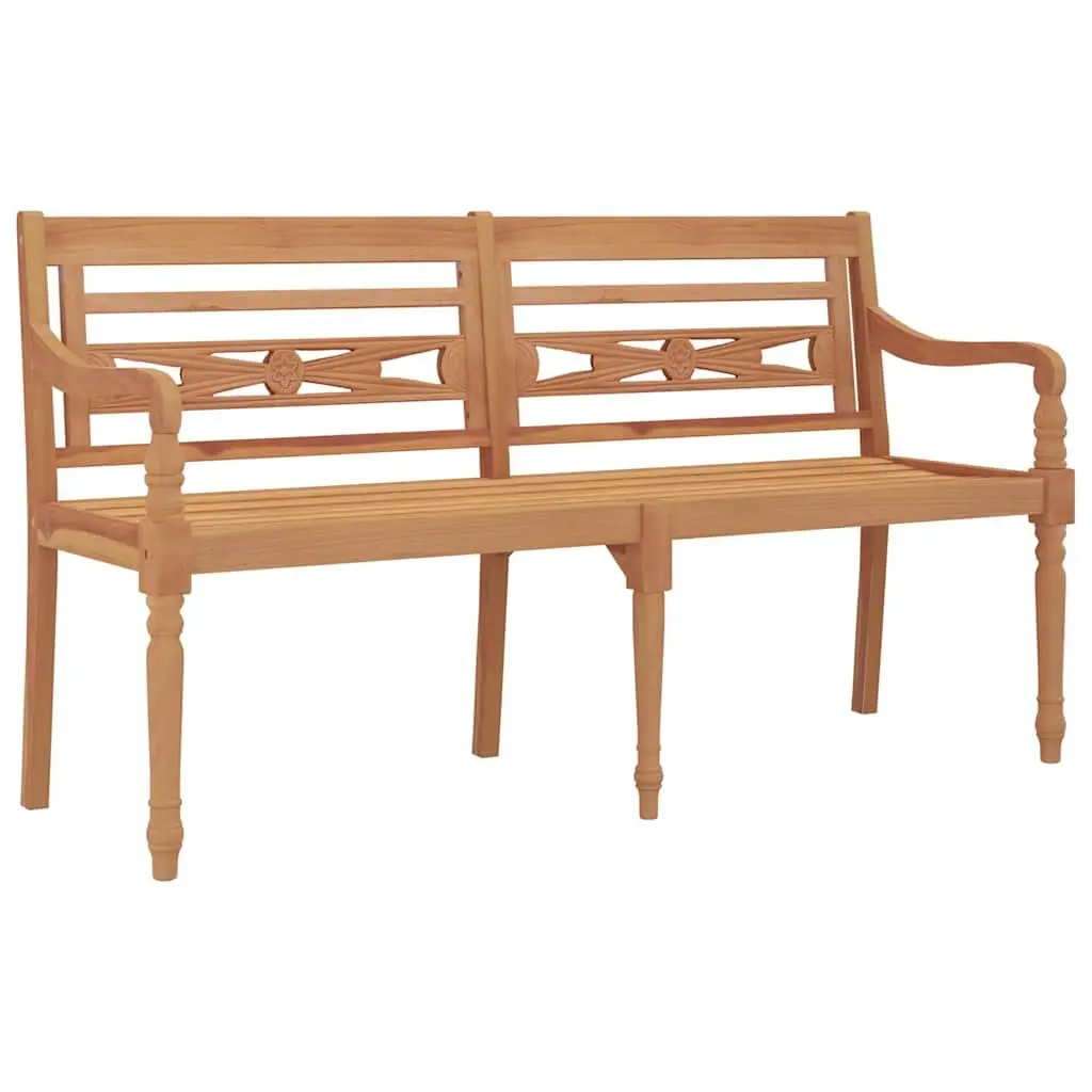 Outdoor Bench 150cm Wooden Garden Seating with Armrests Backrest Curved Design