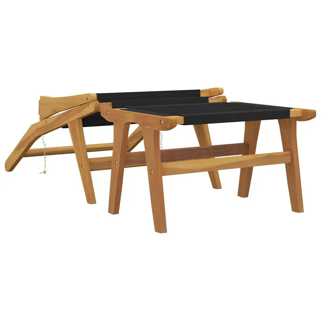 Garden Chair with Footrest Solid Teak Wood Outdoor Patio Seating Foldable Design