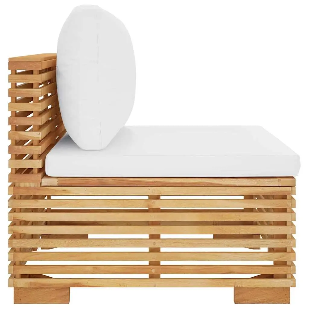 Outdoor Middle Sofa Garden Patio Sectional Unit Solid Wood Teak Cream Cushions