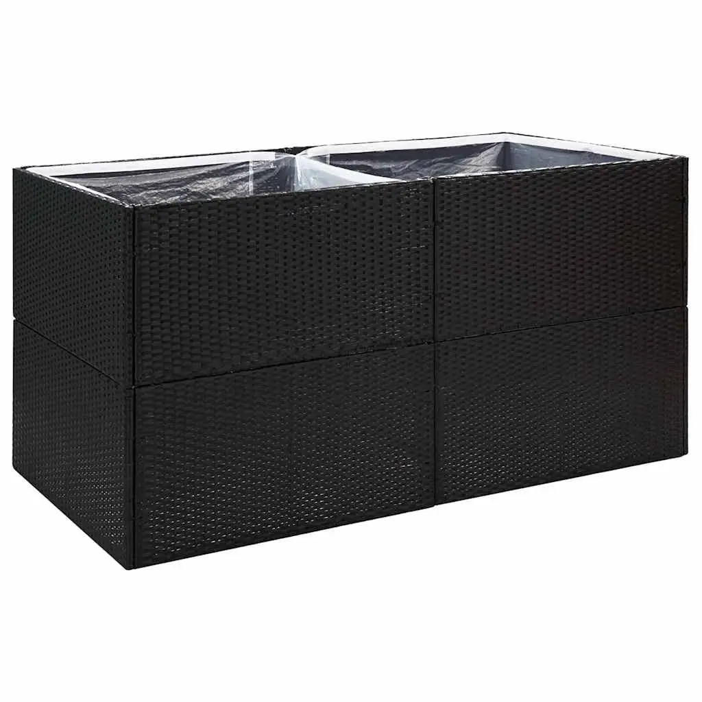 Garden Planter Box Black Outdoor Flower Bed 157x80x80cm Poly Rattan