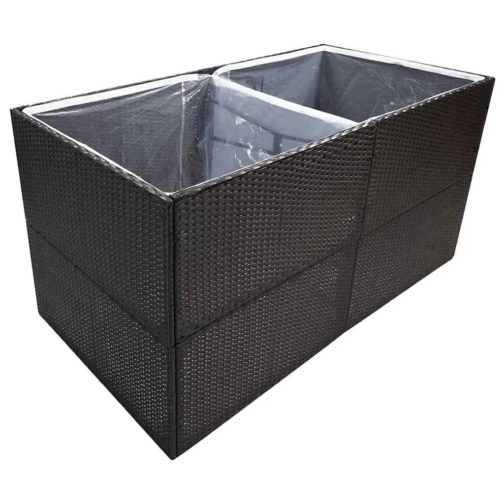 Garden Planter Box Black Outdoor Flower Bed 157x80x80cm Poly Rattan