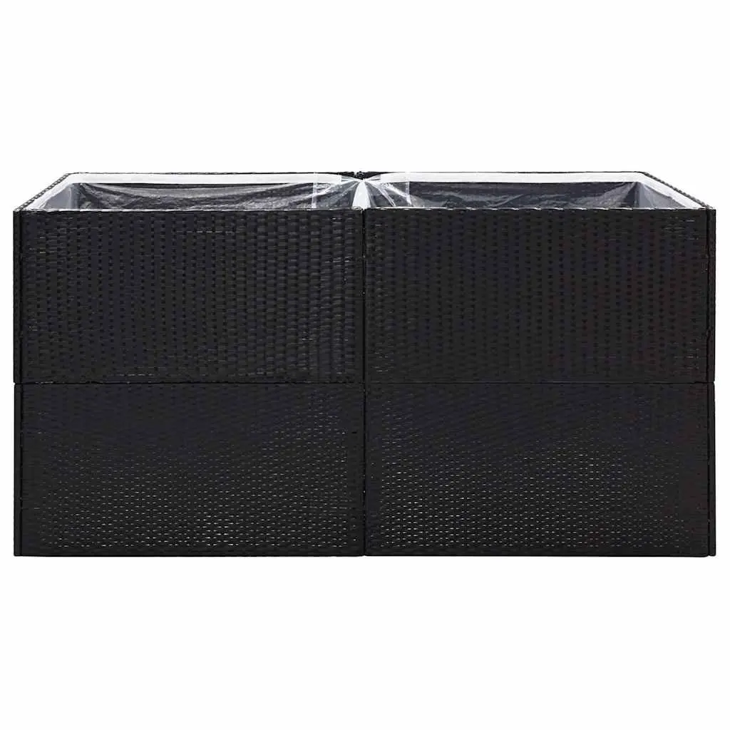Garden Planter Box Black Outdoor Flower Bed 157x80x80cm Poly Rattan