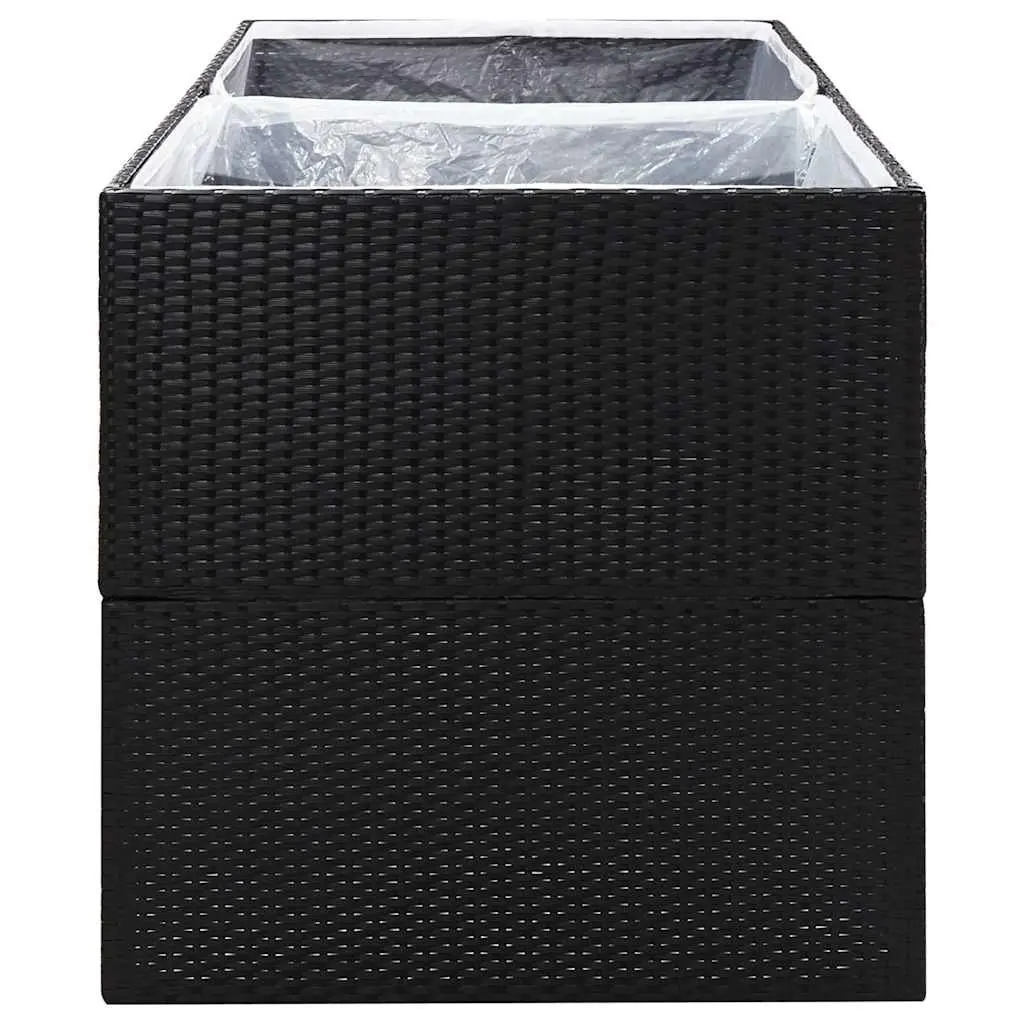Garden Planter Box Black Outdoor Flower Bed 157x80x80cm Poly Rattan