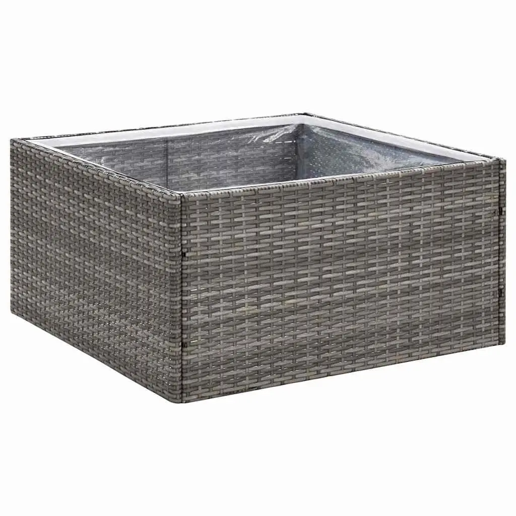 Garden Planter Poly Rattan Outdoor Flower Bed Grey 80x80x40cm