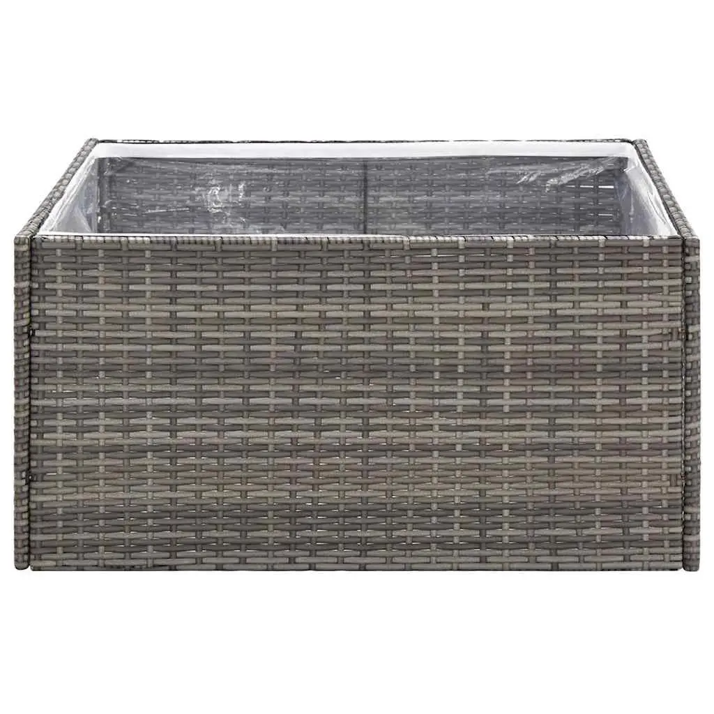 Garden Planter Poly Rattan Outdoor Flower Bed Grey 80x80x40cm