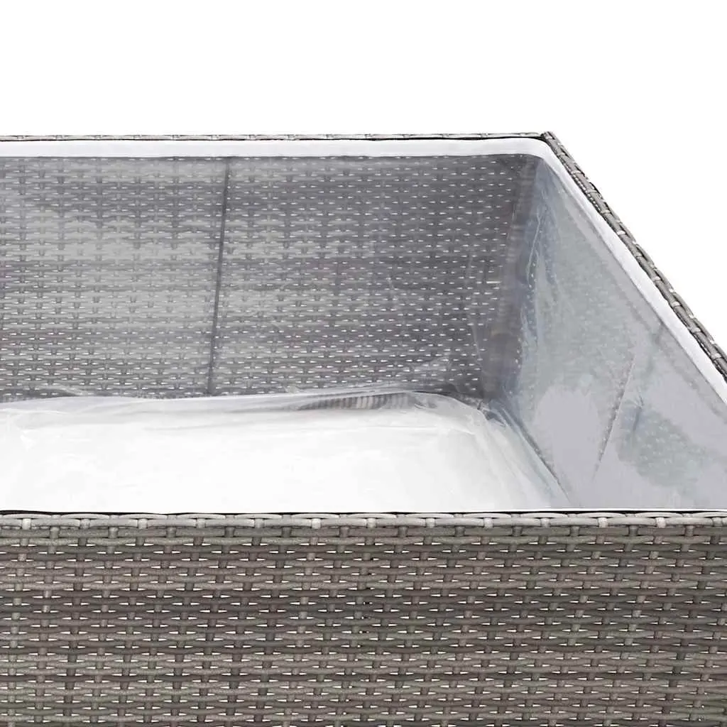 Garden Planter Poly Rattan Outdoor Flower Bed Grey 80x80x40cm