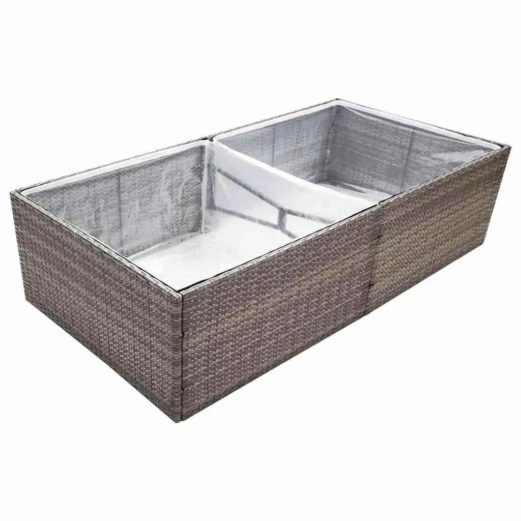 Garden Planter Box Grey Poly Rattan Raised Bed 157L x 80W x 40H cm