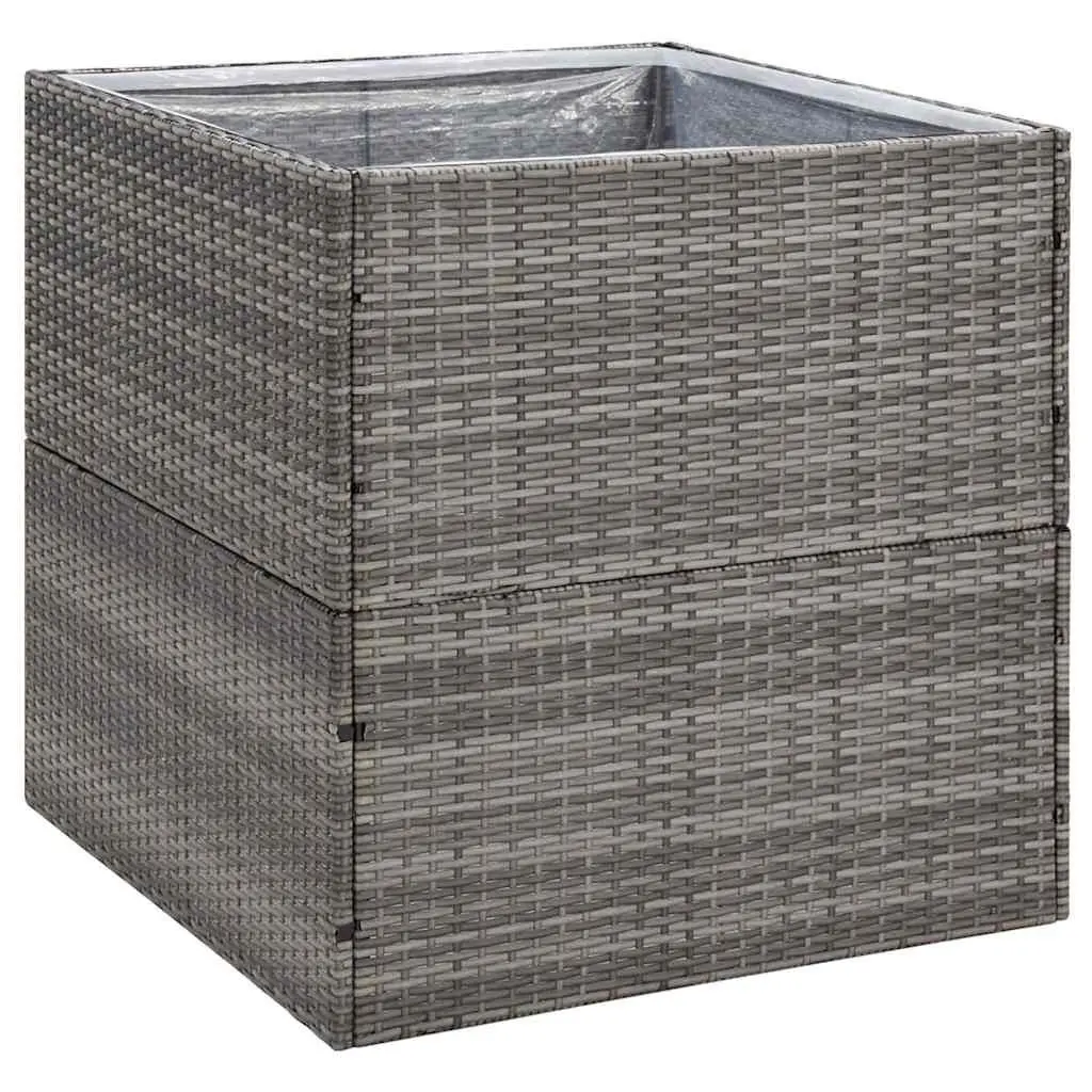 Garden Planter Grey Poly Rattan 80x80x80 cm Outdoor Patio Box