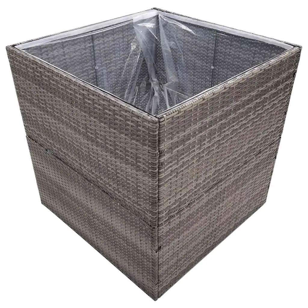 Garden Planter Grey Poly Rattan 80x80x80 cm Outdoor Patio Box