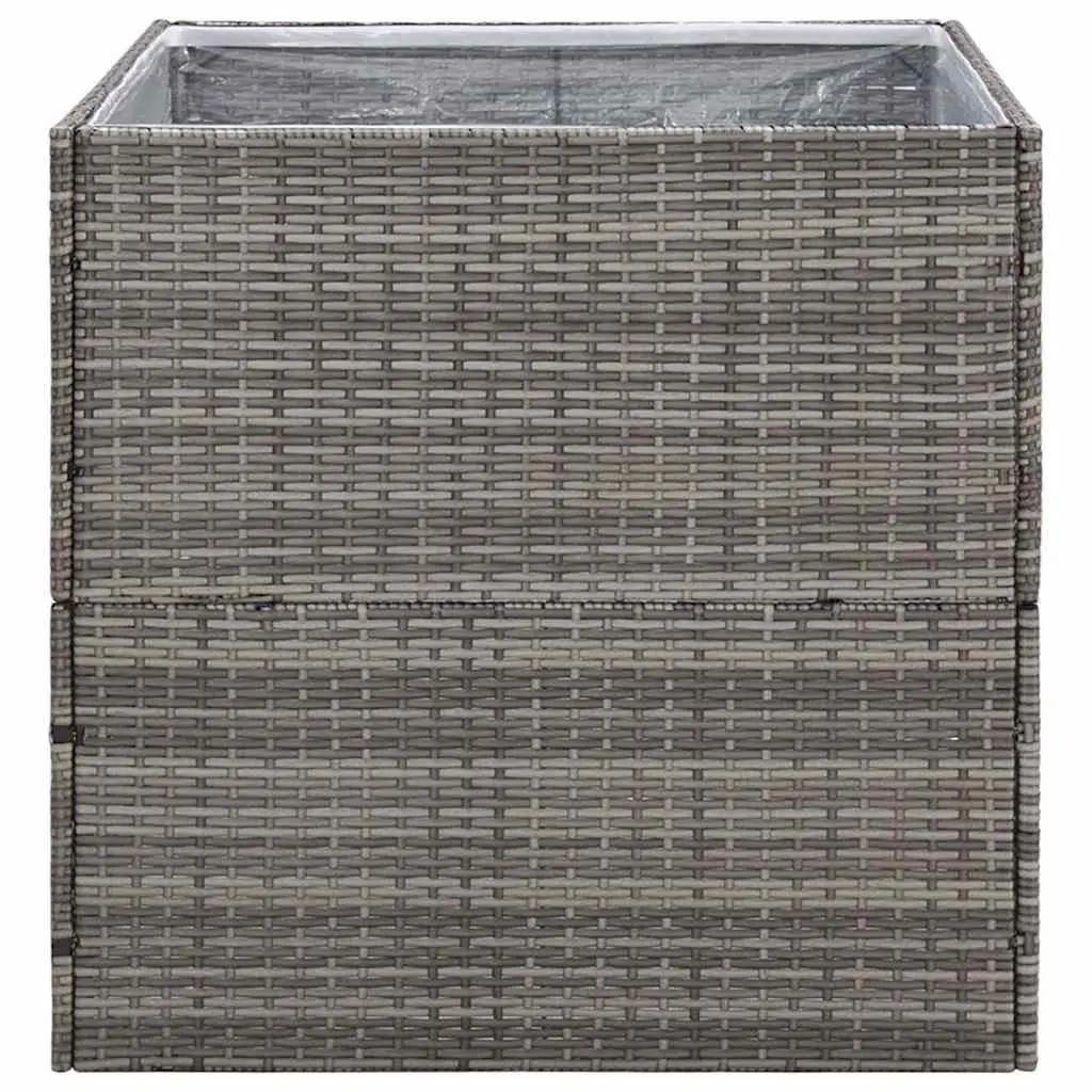 Garden Planter Grey Poly Rattan 80x80x80 cm Outdoor Patio Box