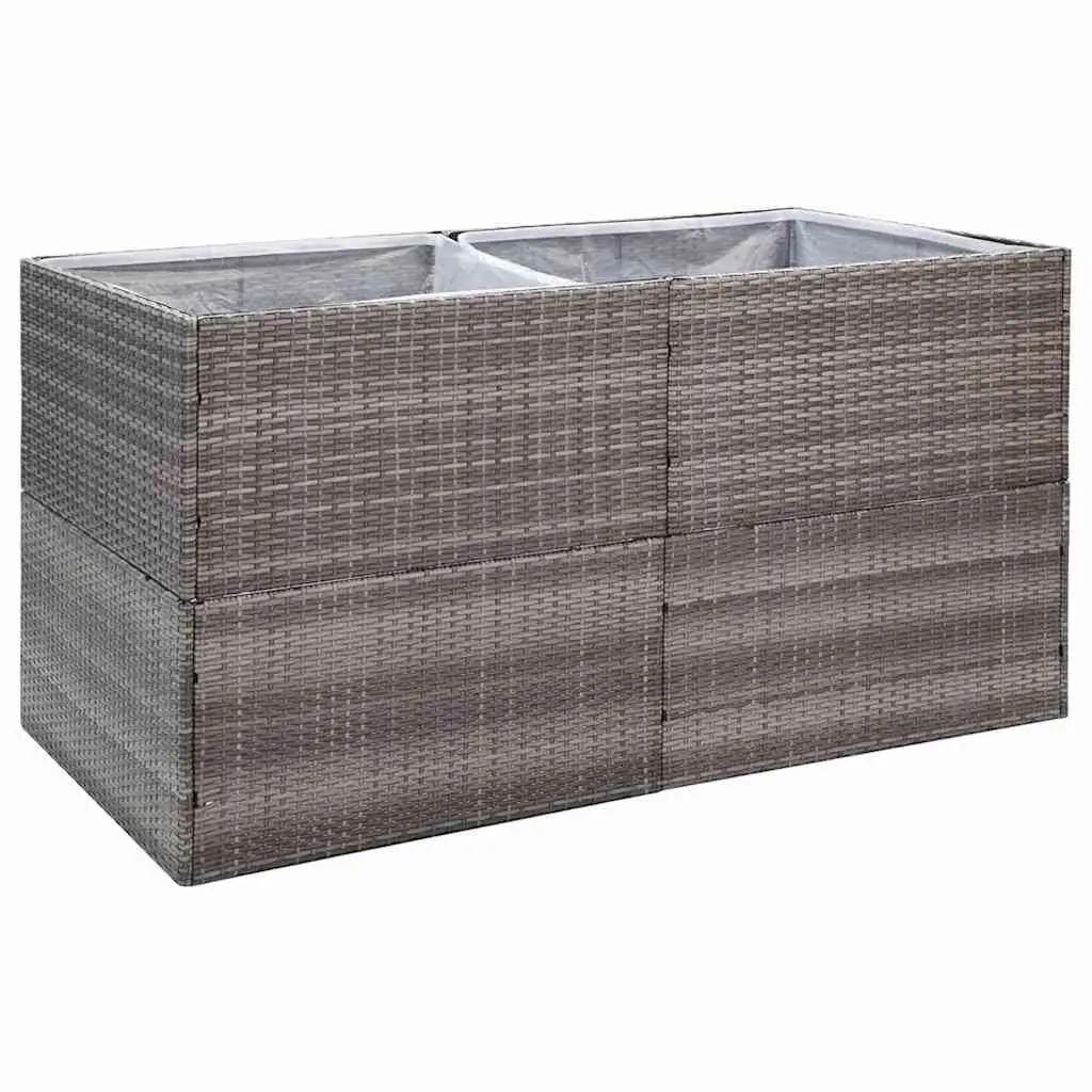 Raised Garden Planter Box Grey PE Rattan Durable Powder Coated Steel Outdoor 157x80x80cm