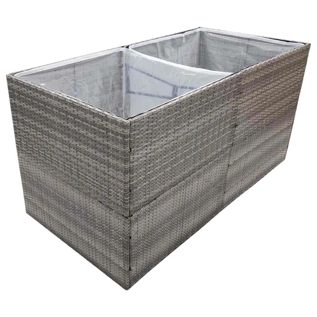Raised Garden Planter Box Grey PE Rattan Durable Powder Coated Steel Outdoor 157x80x80cm