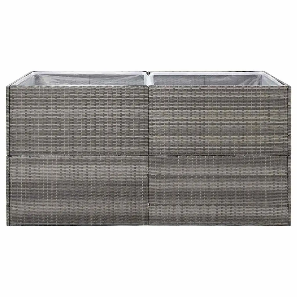 Raised Garden Planter Box Grey PE Rattan Durable Powder Coated Steel Outdoor 157x80x80cm