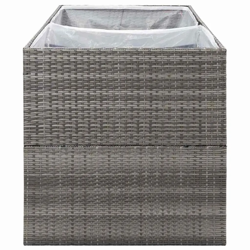 Raised Garden Planter Box Grey PE Rattan Durable Powder Coated Steel Outdoor 157x80x80cm