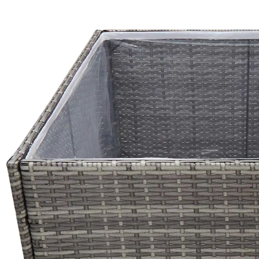 Raised Garden Planter Box Grey PE Rattan Durable Powder Coated Steel Outdoor 157x80x80cm