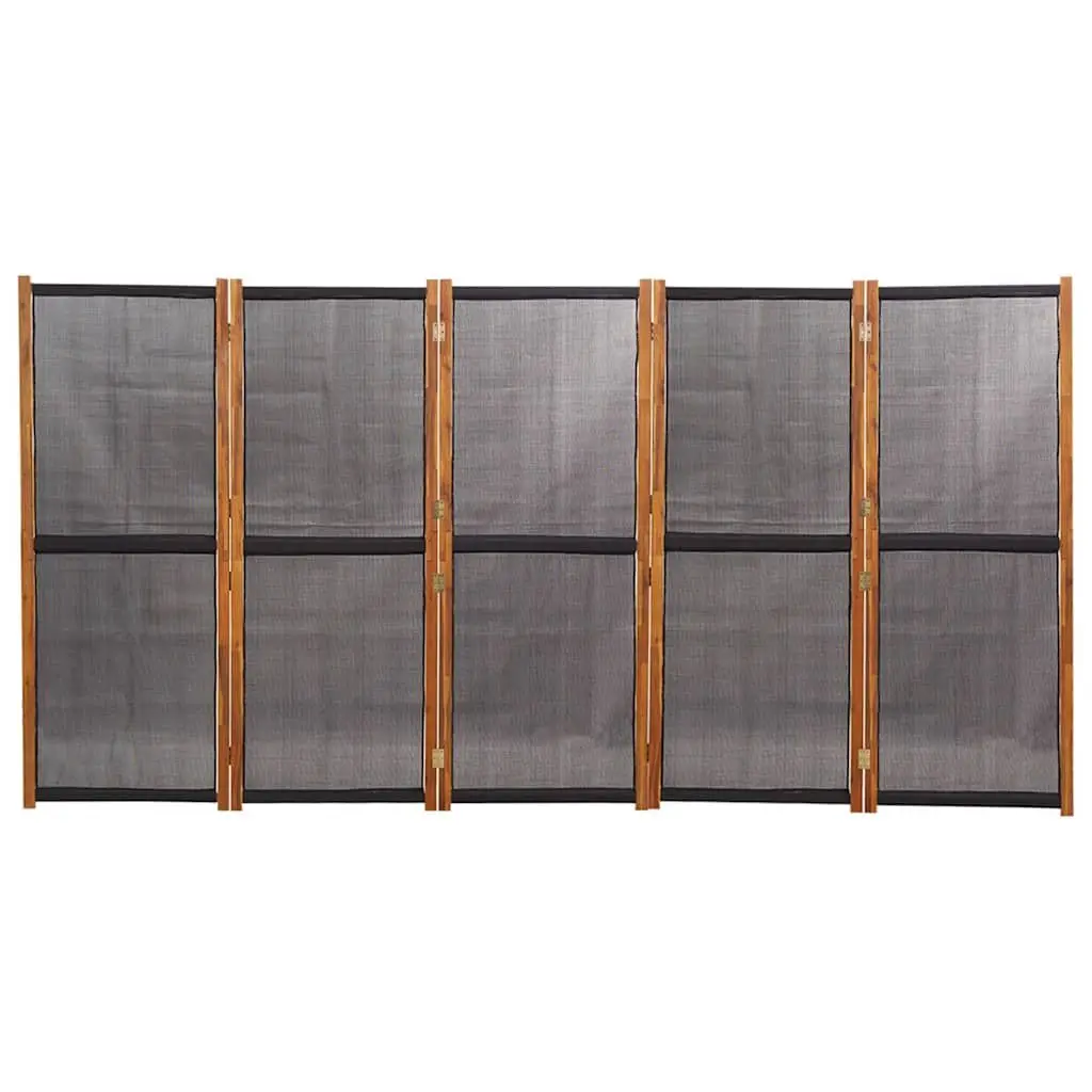 5-Panel Room Divider Black Foldable Privacy Screen Indoor Outdoor Partition