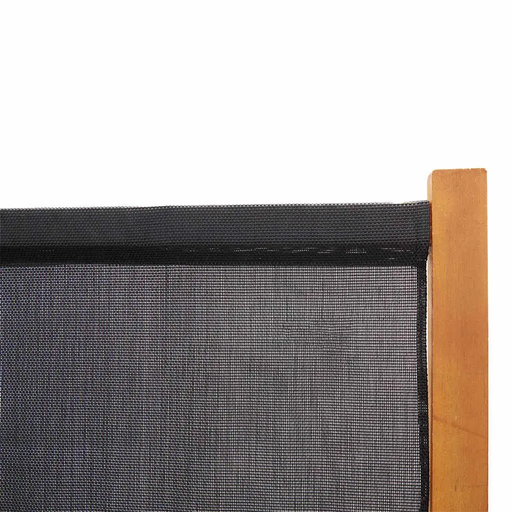 5-Panel Room Divider Black Foldable Privacy Screen Indoor Outdoor Partition
