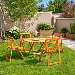 Outdoor Folding Garden Chairs 4 pcs Brown Solid Wood Acacia Patio Seating