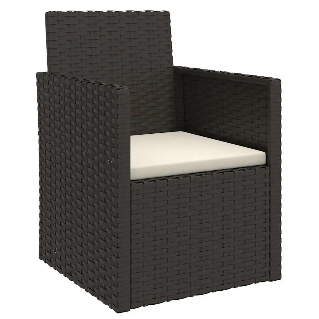 Outdoor Sofa Set 3 Piece Black Poly Rattan Garden Furniture with Cushions