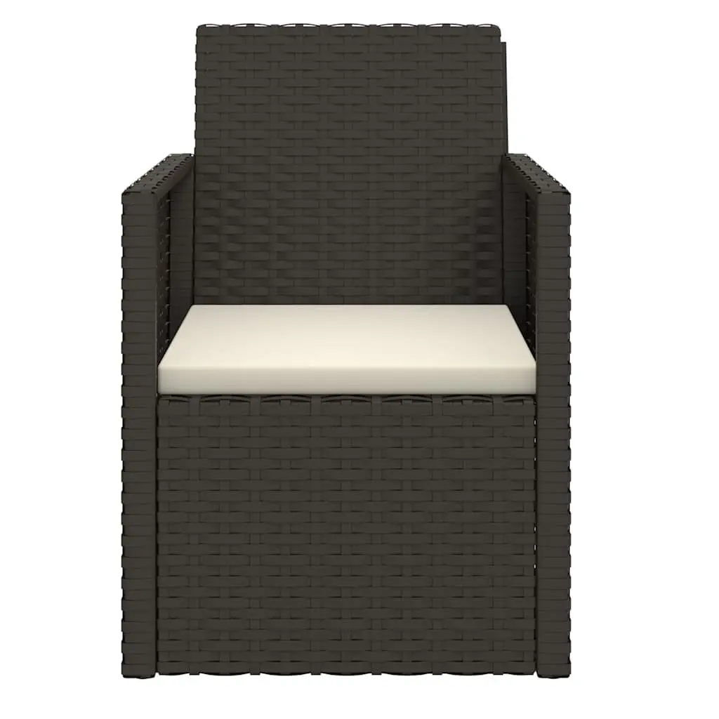 Outdoor Sofa Set 3 Piece Black Poly Rattan Garden Furniture with Cushions