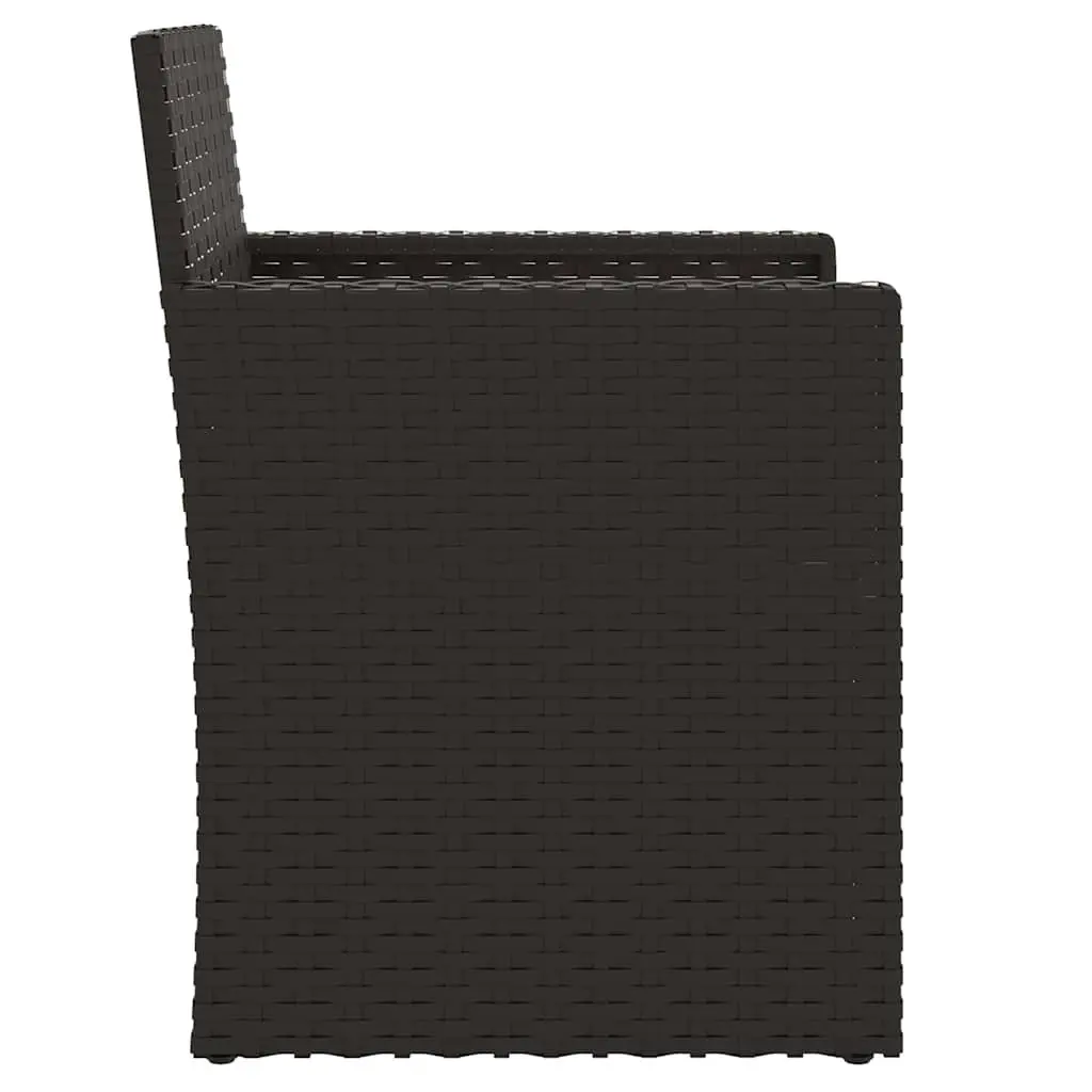 Outdoor Sofa Set 3 Piece Black Poly Rattan Garden Furniture with Cushions