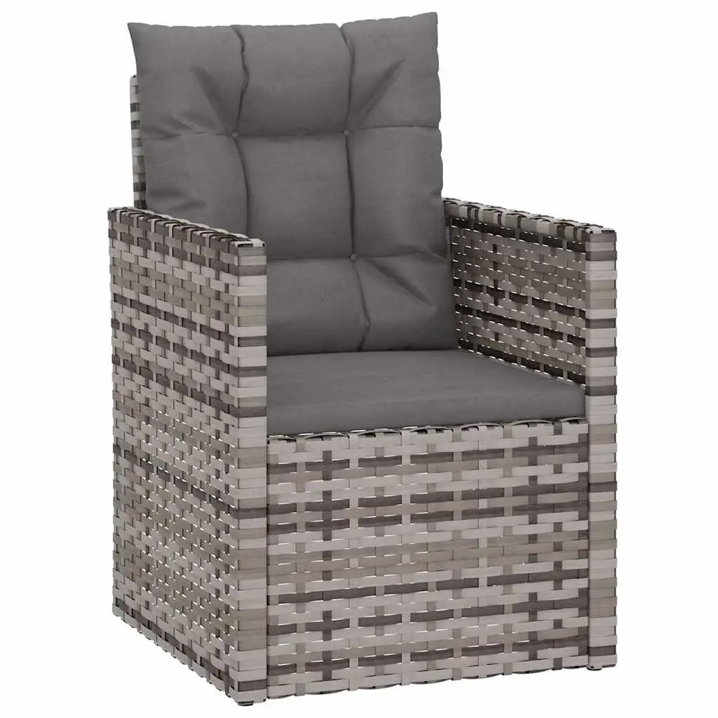 Outdoor Lounge Set 4 Piece Grey Poly Rattan Garden Furniture with Cushions