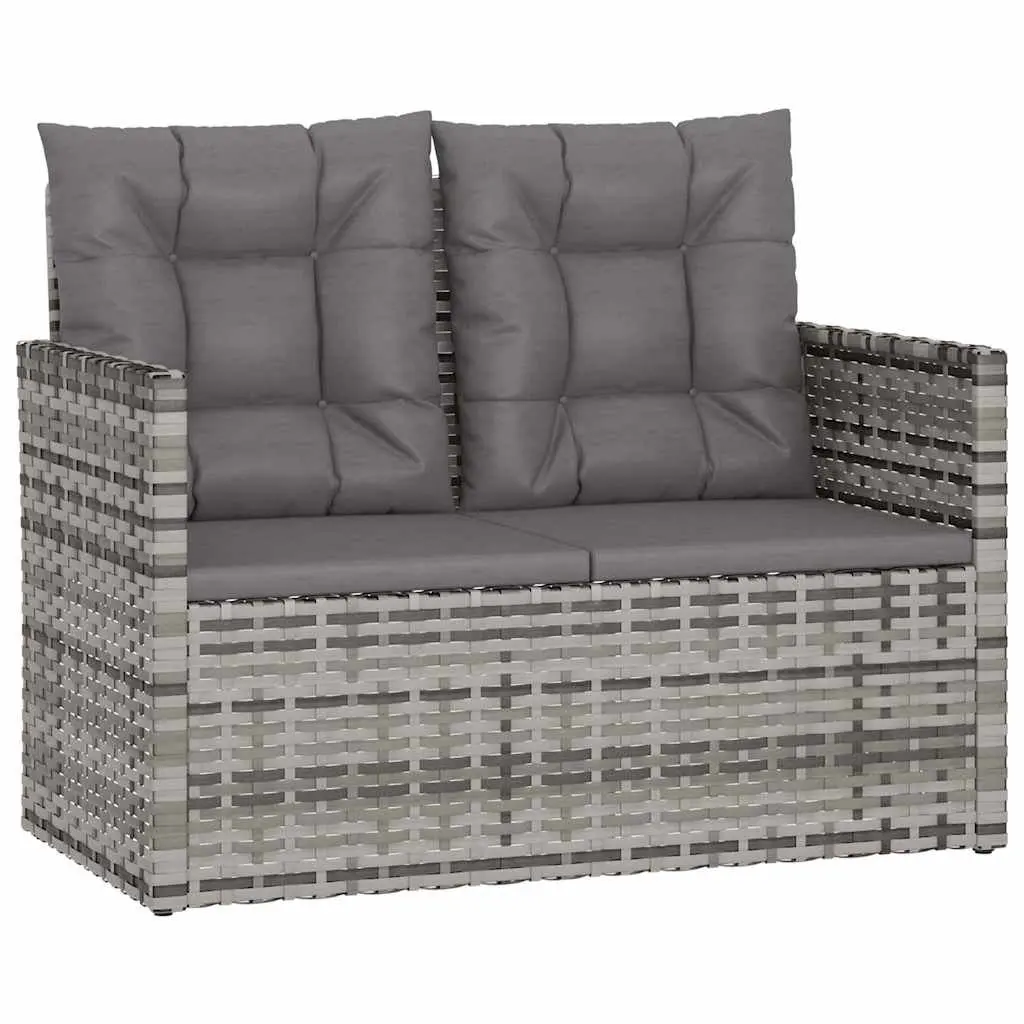 Outdoor Lounge Set 4 Piece Grey Poly Rattan Garden Furniture with Cushions