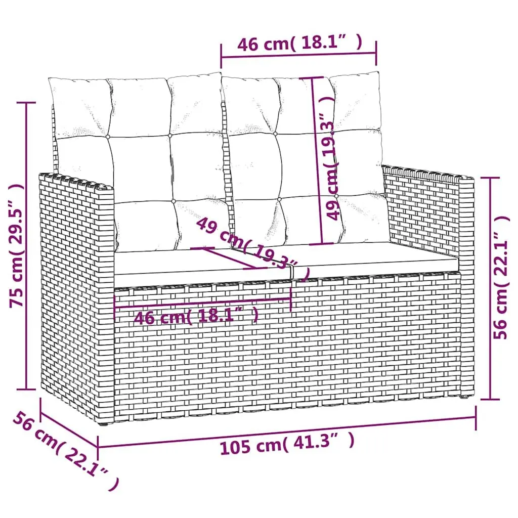 Outdoor Lounge Set 4 Piece Grey Poly Rattan Garden Furniture with Cushions
