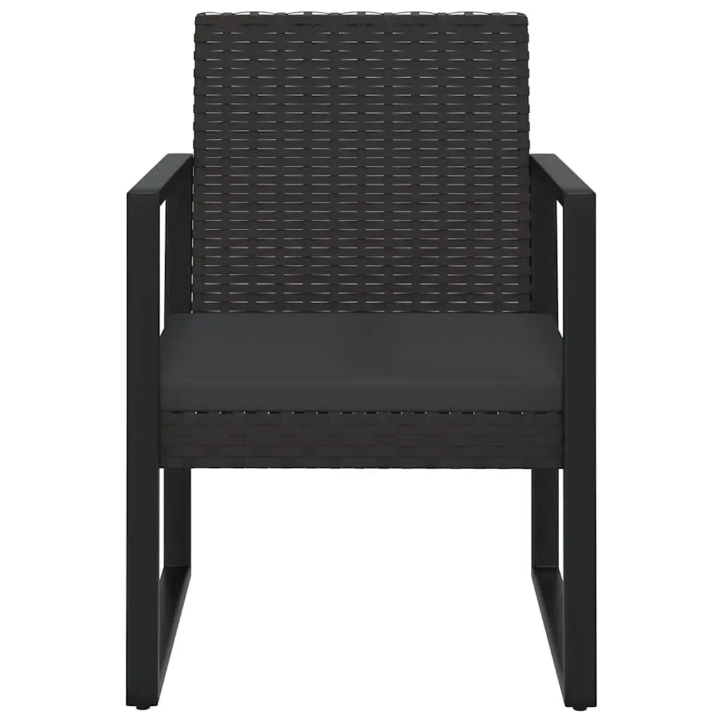 4 Piece Garden Lounge Set Outdoor Patio Sofa with Cushions Black Poly Rattan