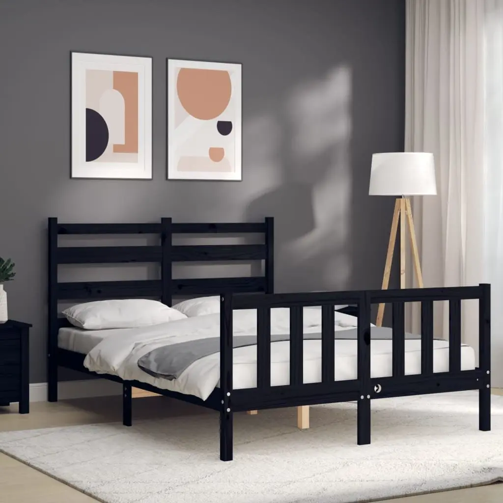 Black Bed Frame 135x190 cm Made of Pine