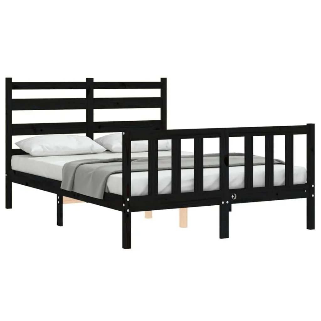 Black Bed Frame 135x190 cm Made of Pine