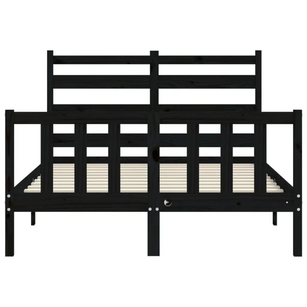 Black Bed Frame 135x190 cm Made of Pine