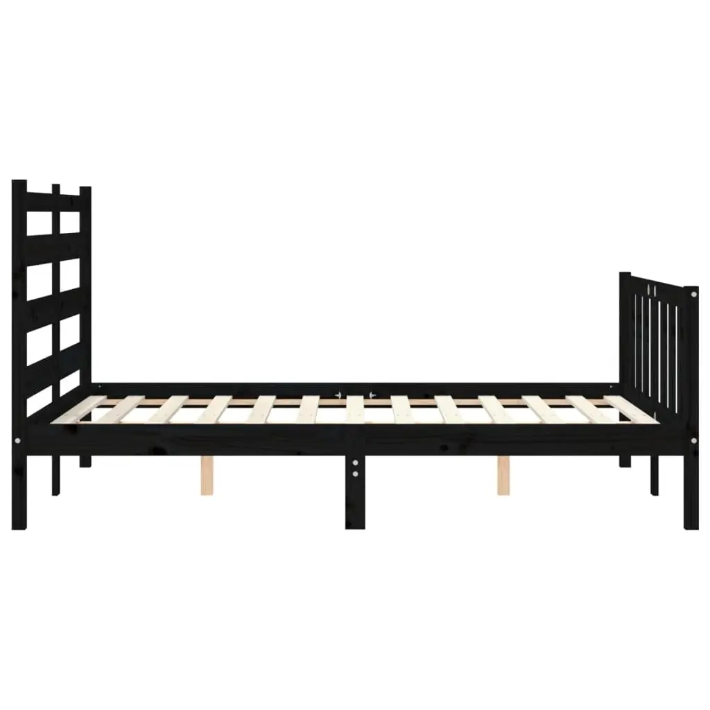 Black Bed Frame 135x190 cm Made of Pine