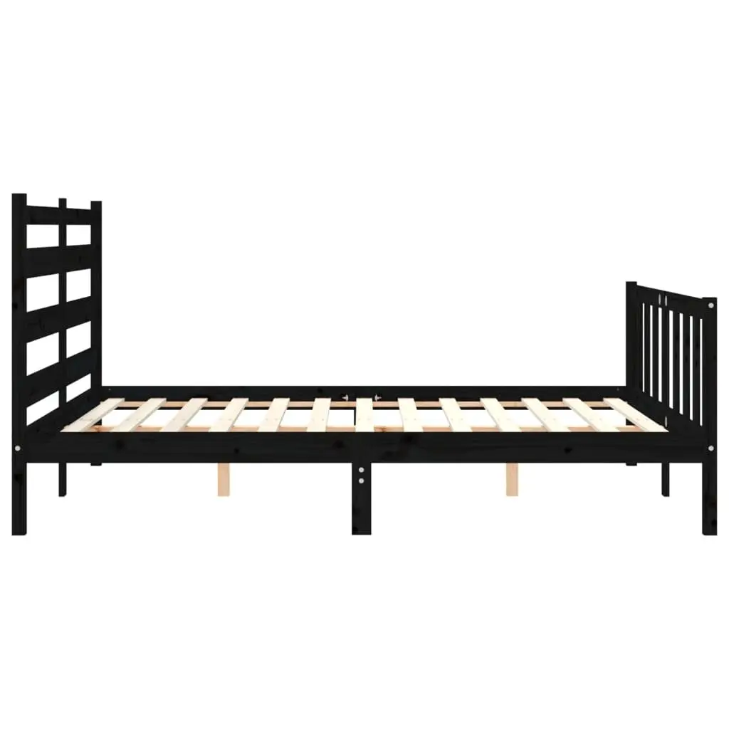Black Solid Wood Pine Bed Frame 150x200 cm