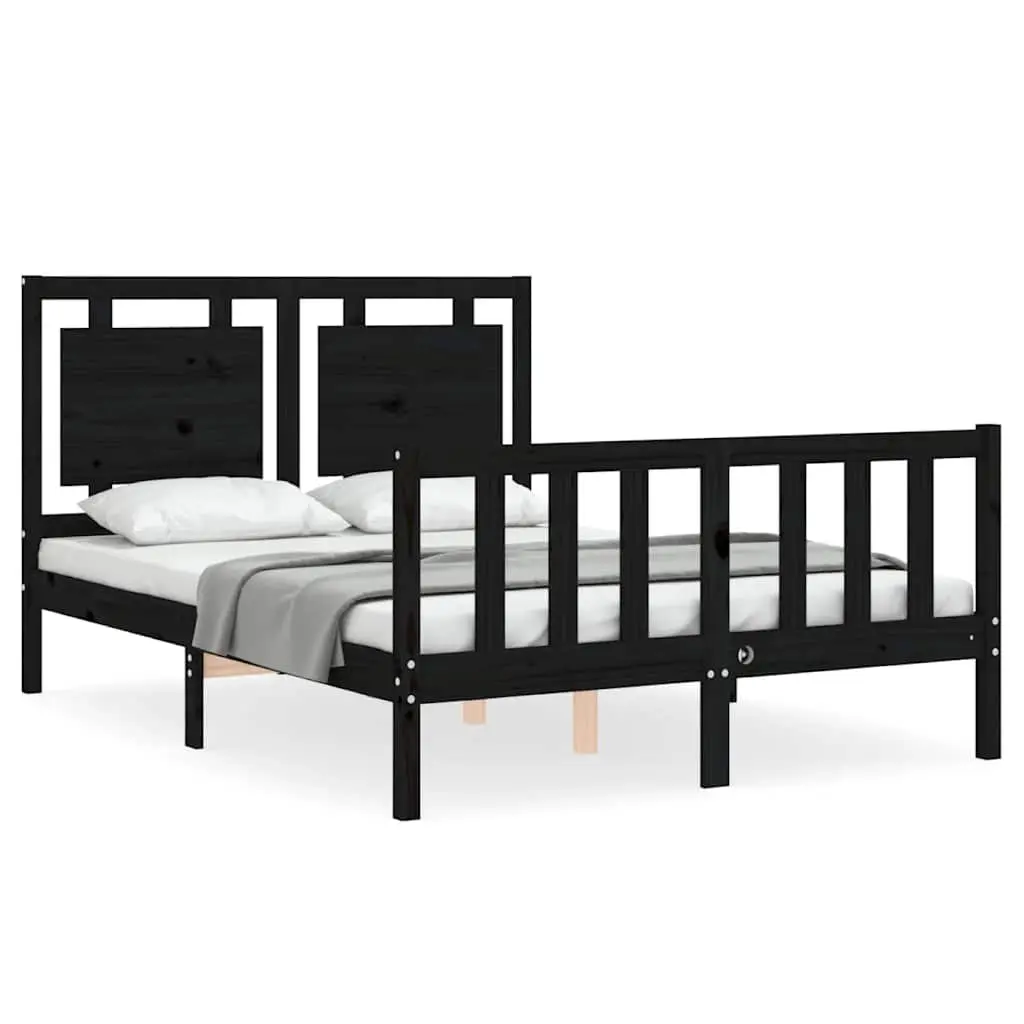 Black Solid Wood Bed Frame