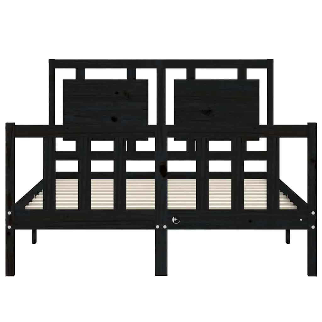 Black Solid Wood Bed Frame