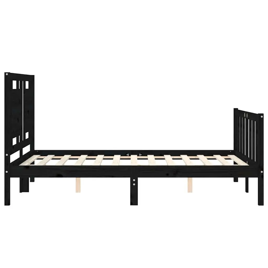 Black Solid Wood Bed Frame
