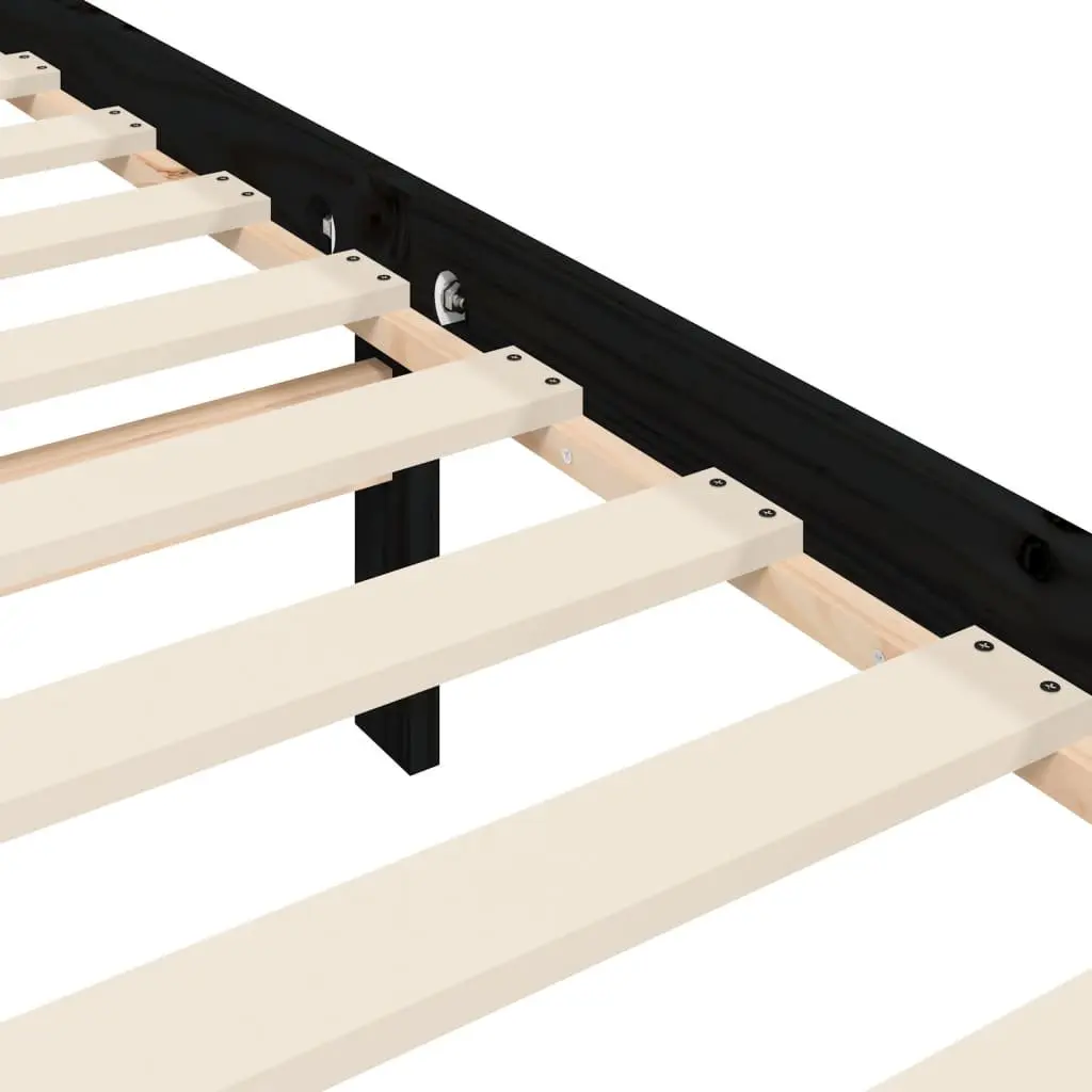 Pine Wood Bed Frame Black 90x190 cm Durable Bedroom Furniture with Plywood Slats