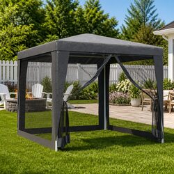 Party Tent Pavilion 2.5x2.5m Outdoor Gazebo with 4 Mesh Sidewalls Anthracite
